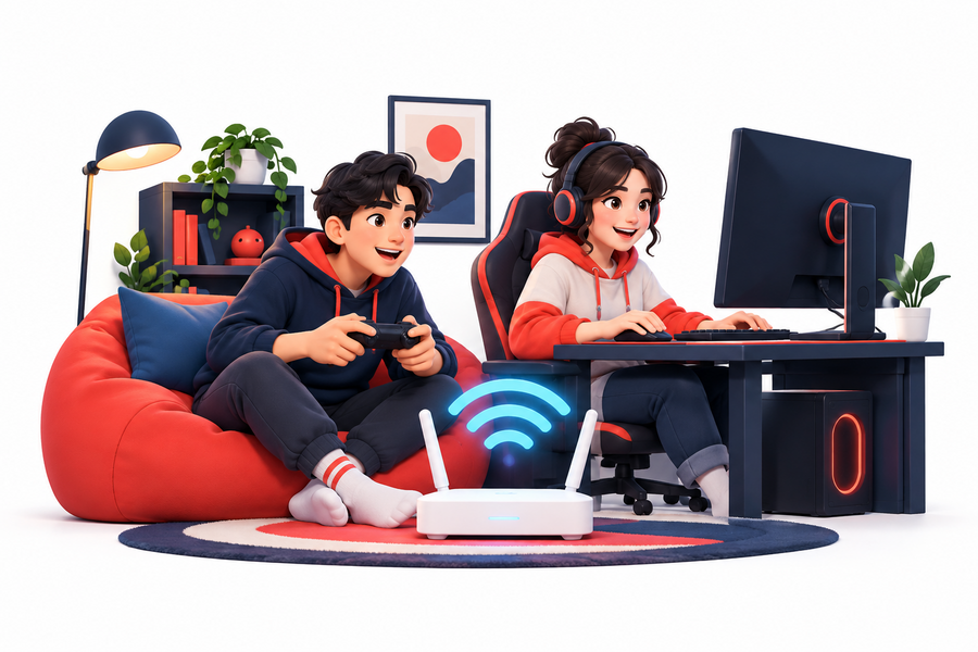 150 Mbps internet package gaming Wi-Fi illustration